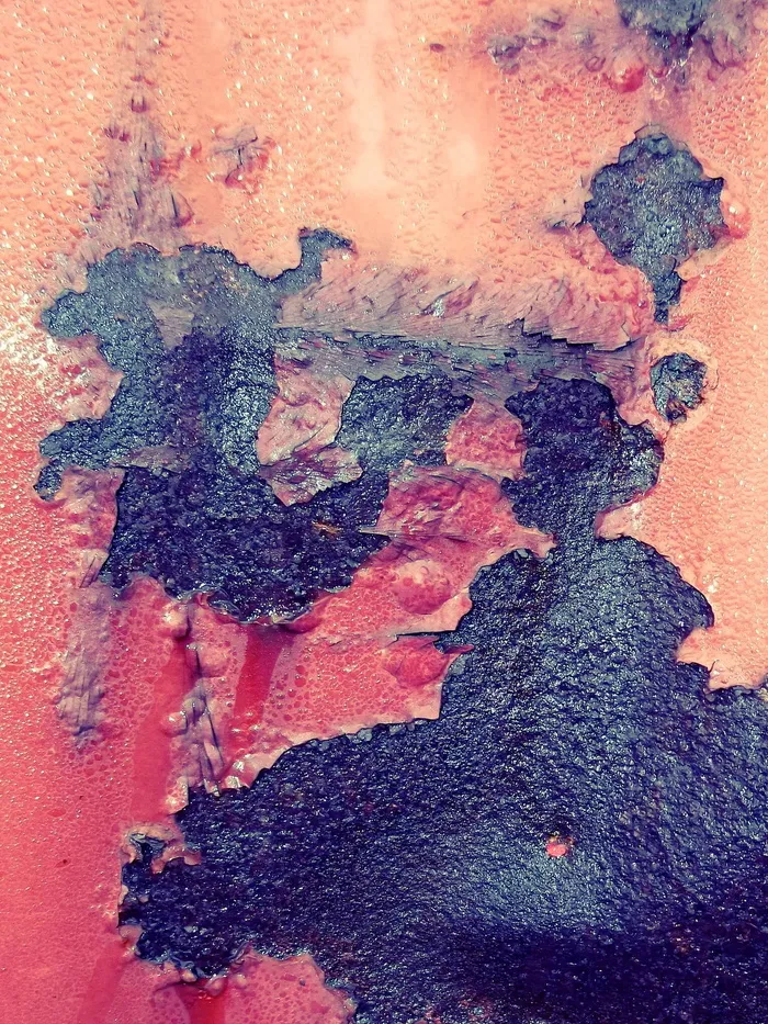 特写, 照片, 红, 黑色, 表面, 不锈钢, 生锈, 薄片