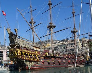 意大利, 热那亚, 城市, 老城, 热那亚, 城市, 历史悠久的老城, 航海船只, 海港