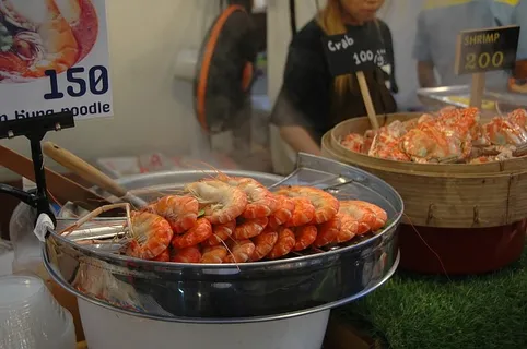 虾、食品和饮料、食品、新鲜度、市场、待售、文本、附带人员