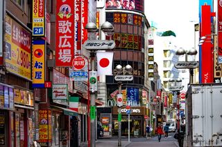 日本，涉谷，标志，灯柱，街道，不堪重负，建筑物，东京