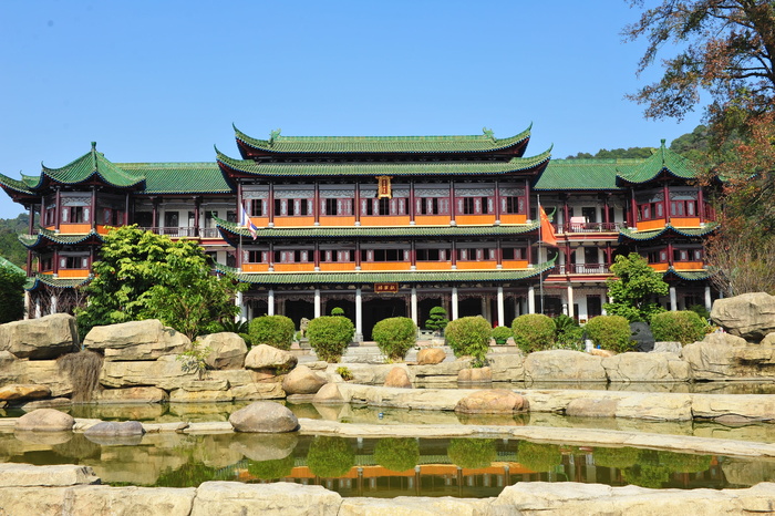 禅宗、修道院、佛教学院、建筑、建筑结构、水、植物、自然