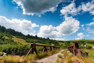 Old，Bridge，乌克兰，Old，Bridge，喀尔巴阡山脉，transcarpathia，道路，景观