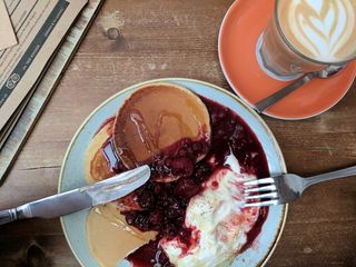 英国，什鲁斯伯里，咖啡，咖啡馆，旅游，食品，煎饼，食品摄影