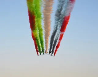 多色航展，多色，烟雾条纹，天空，飞机航展，飞机，喷气机，彩色