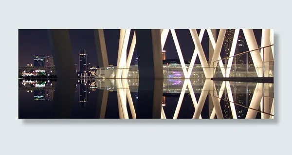 新加坡，夜间，博物馆，夜间，黑暗，结构，支撑，光