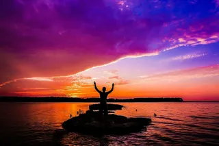 海滩，黎明，黄昏，海洋，人，海，海景，剪影