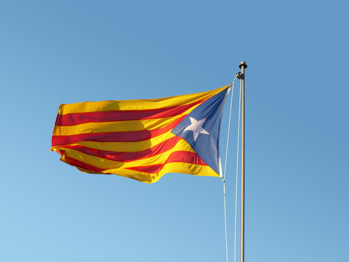 flag、senyera、catalan flag、estelada、Catalanya、dom、wave、pole