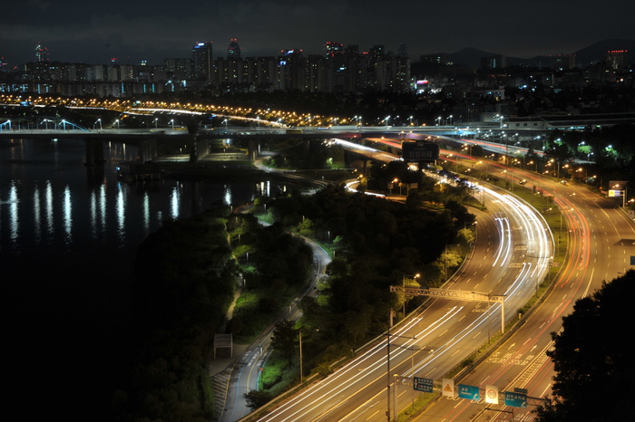 timelapse摄影、汽车、夜景、汉江、奥林匹克大道、夜景、首尔、汉江