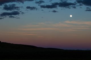 美国, 黄石国家公园, 日落, 黄金时段, 月亮, 黄石公园, 天空, 自然之美