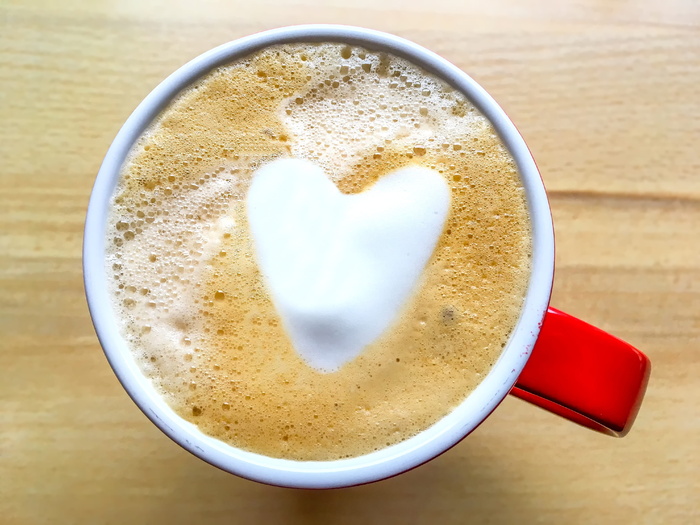咖啡, 喝, 心, 卡布奇诺, 杯子, milchschaum, 红色, 咖啡泡沫