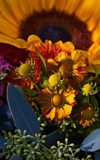 花束，向日葵，黄色，花，开花，开花，装饰，背景