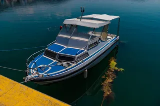 希腊，nea artaki，彩色背景，商业码头，工艺，文化，日，渔船