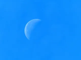 蓝月亮、半月、天空、蓝色、云、自然、背景、月亮