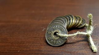 泰国，坎查纳布里，硬币，经典，古老，复古，泰国，货币