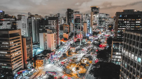 城市建筑物夜间航拍照片 城市建筑物夜间航拍照片