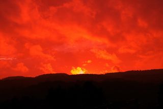 日落，太阳，傍晚，红色，天空，傍晚，红色，天空，黄昏