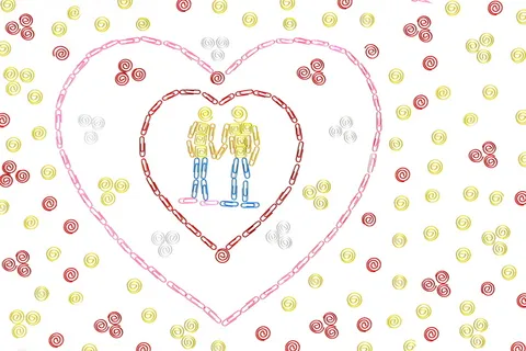 图案、心形、刺绣、鸟、动物、浪漫、回形针、情人节