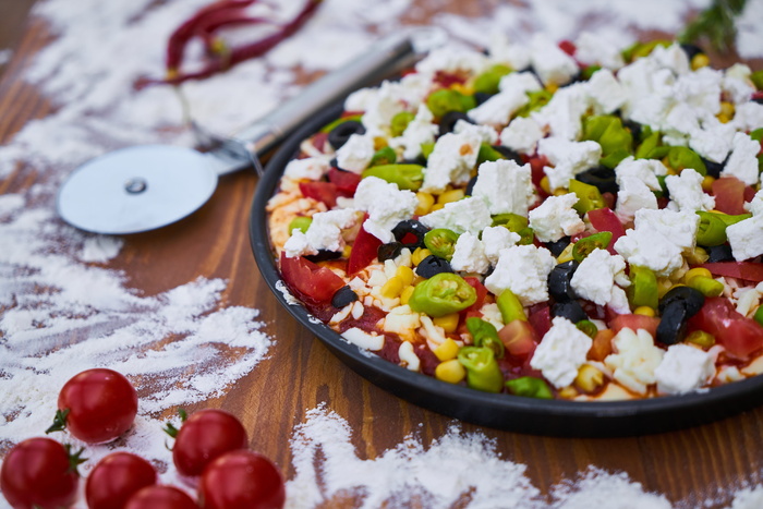 比萨, 面团, 面粉, 准备, 埃及, 番茄, 香肠, 餐饮