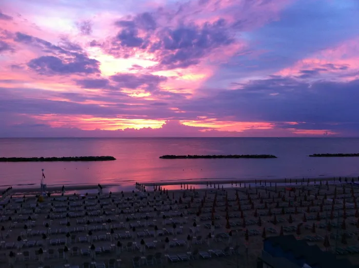 morgenrot，海滩，云，海，天空，水，天空，日落