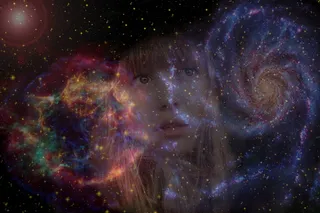 孩子，脸，惊奇，看，银河，雾，科斯姆斯，宇宙