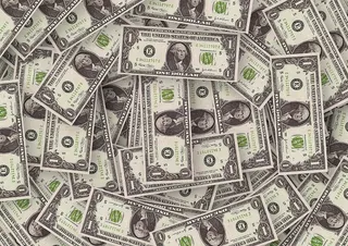 1美元，美元纸币，美元，货币，货币，美元，硬币