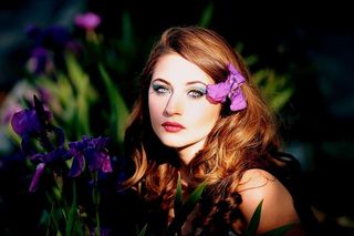 女人，紫色，鸢尾花，白天，女孩，莫夫，花，鸢尾