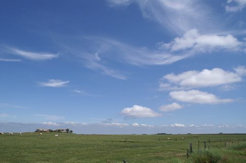 halligen，nordfriesland，langeneß，北海，假日，cirruswolken，风景，天空