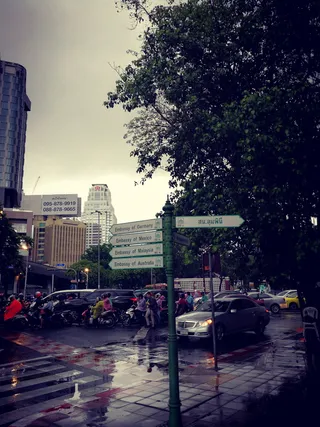 路标, 曼谷, 雨, 交通方式, 交通, 汽车, 机动车, 城市