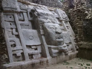 金字塔、湖泊、丛林、伯利兹、森林、象形文字、字形、石膏