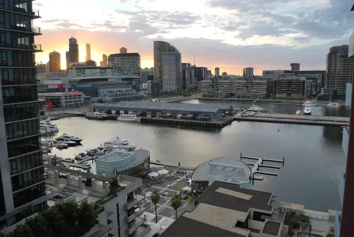 澳大利亚墨尔本，日落，城市，港口，建筑外观，建筑，建筑结构
