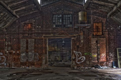 混凝土建筑插图，建筑，离开，旧，建筑，仓库，空，砖