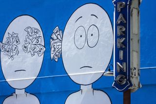 美国，市中心，洛杉矶，蓝色，卡通，金钱，停车场，灯光