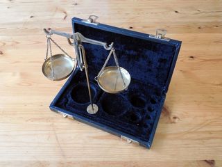 水平、称重、称重、旧、测量、称重、平衡、高角度视图