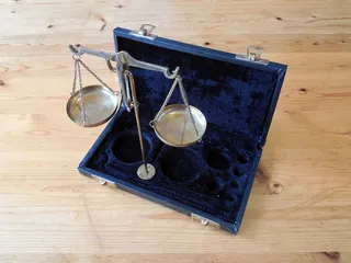 水平、称重、称重、旧、测量、称重、平衡、高角度视图