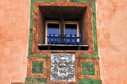 复古，建筑，旧，房子，杜西亚湖，窗户，立面，古董