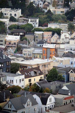 旧金山, 伯纳尔高地, 美国, 城市, 维多利亚人, 拥挤, 市容