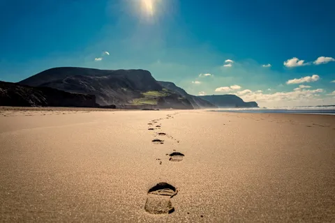 足迹,海滩,沙子,大海,海洋,旅程,海岸,路径 足迹,海滩,沙子,大海,海洋,旅程,海岸,路径