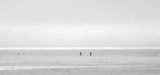 海洋，海，地平线，天空，划桨，黑白，水，地平线在水上