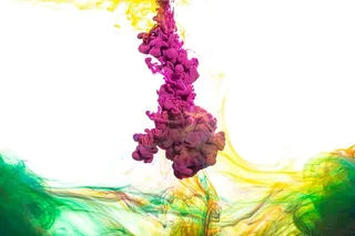 黄紫色墨水配绿色照片