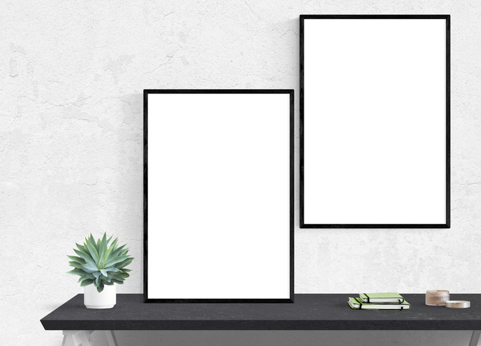 海报、框架、植物、书桌、复印空间、无人、墙壁建筑特征、空白