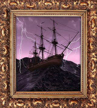 图片，框架，艺术，博物馆，木材，法式面包，海景，与船的图片