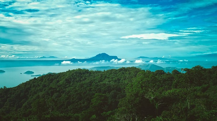 蓝色，云，森林，绿色，高角度拍摄，丘陵，风景，山脉