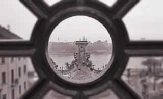 布达佩斯，匈牙利，széchenyi lánchíd，复古，丝网印刷，桥，背景，屏幕