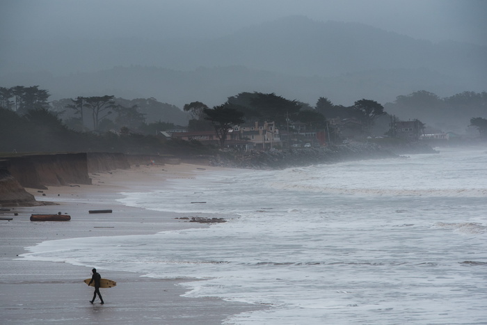 美国, 半月湾, 冲浪者, 水, 海滩, 冬天, 海洋
