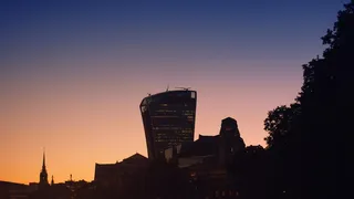 伦敦，对讲机，日落，建筑，建筑，地标，摩天大楼，天际线