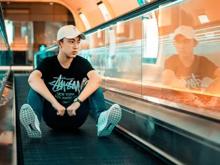 肖像, 新加坡, 富勒顿湾酒店, 城市, 街头时尚, 蓝绿色, 前视图, 休闲服装