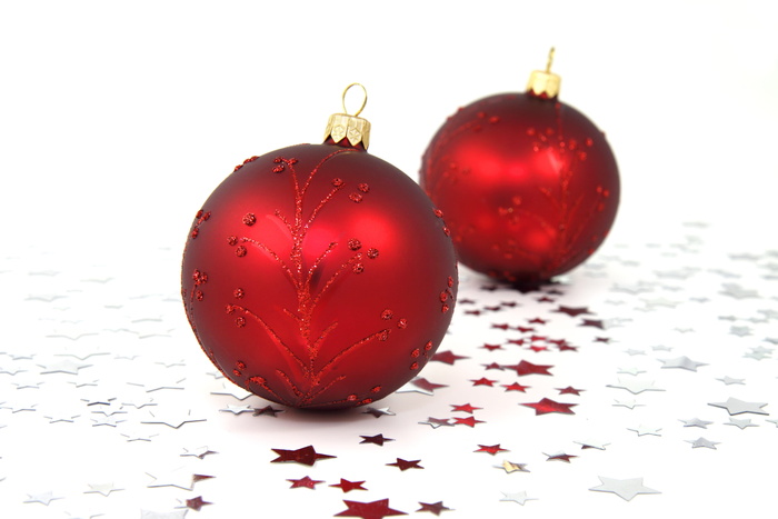 二，红色，白色，表面，Balls，Baubles，Celebration，Christmas