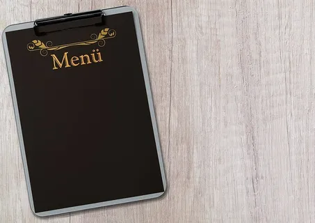 黑色菜单剪贴板、菜单、桌子、终端板、标签、复制空间、黑色、餐厅