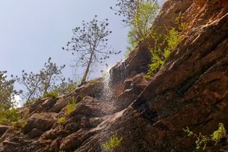 法国，瓦尔德罗姆，瀑布，水，植物，树木，自然，天空