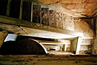 视图，顶部，楼梯，灰色，木质，楼梯，废弃，楼梯间